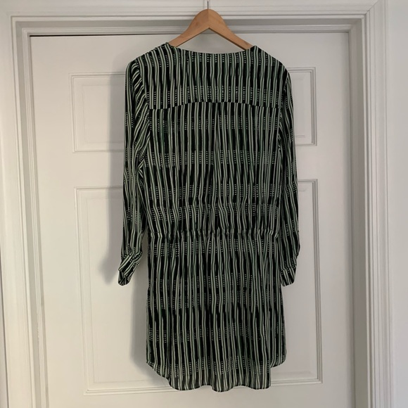 A.L.C. Striped Silk Mini Dress M Green Black - Picture 3 of 13